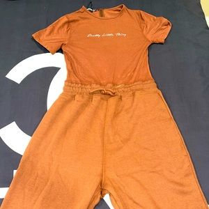 Pretty Little thing short sleeve sweat suit jumpsuit